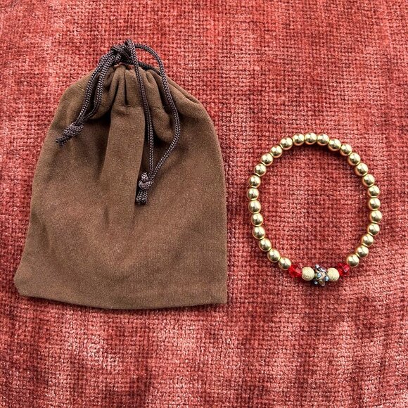 New Gold Hematite Gemstone Stretch Bracelet 7" - Picture 2 of 3